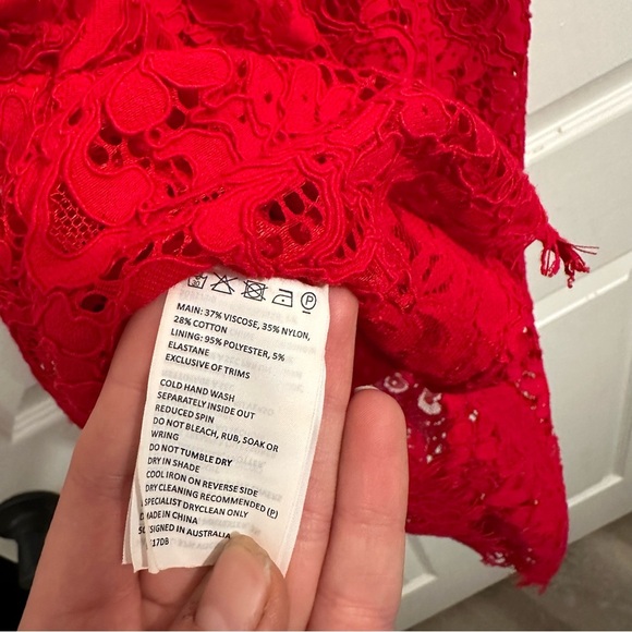 BARDOT Red Lace Pierre Dress Lava 4 - Picture 6 of 6